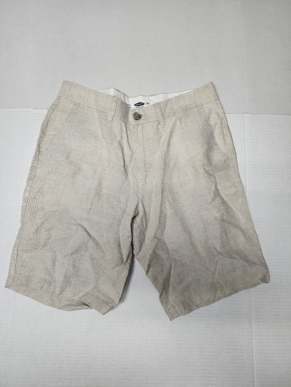 Old Navy Linen Men's Size 30W Flatfront Chino Khaki Shorts.
